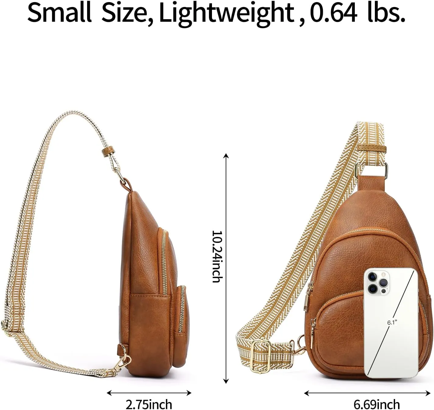 Small Sling Bag for Women, Vegan Leather Crossbody Fanny Packs Chest Bag With Guitar Strap