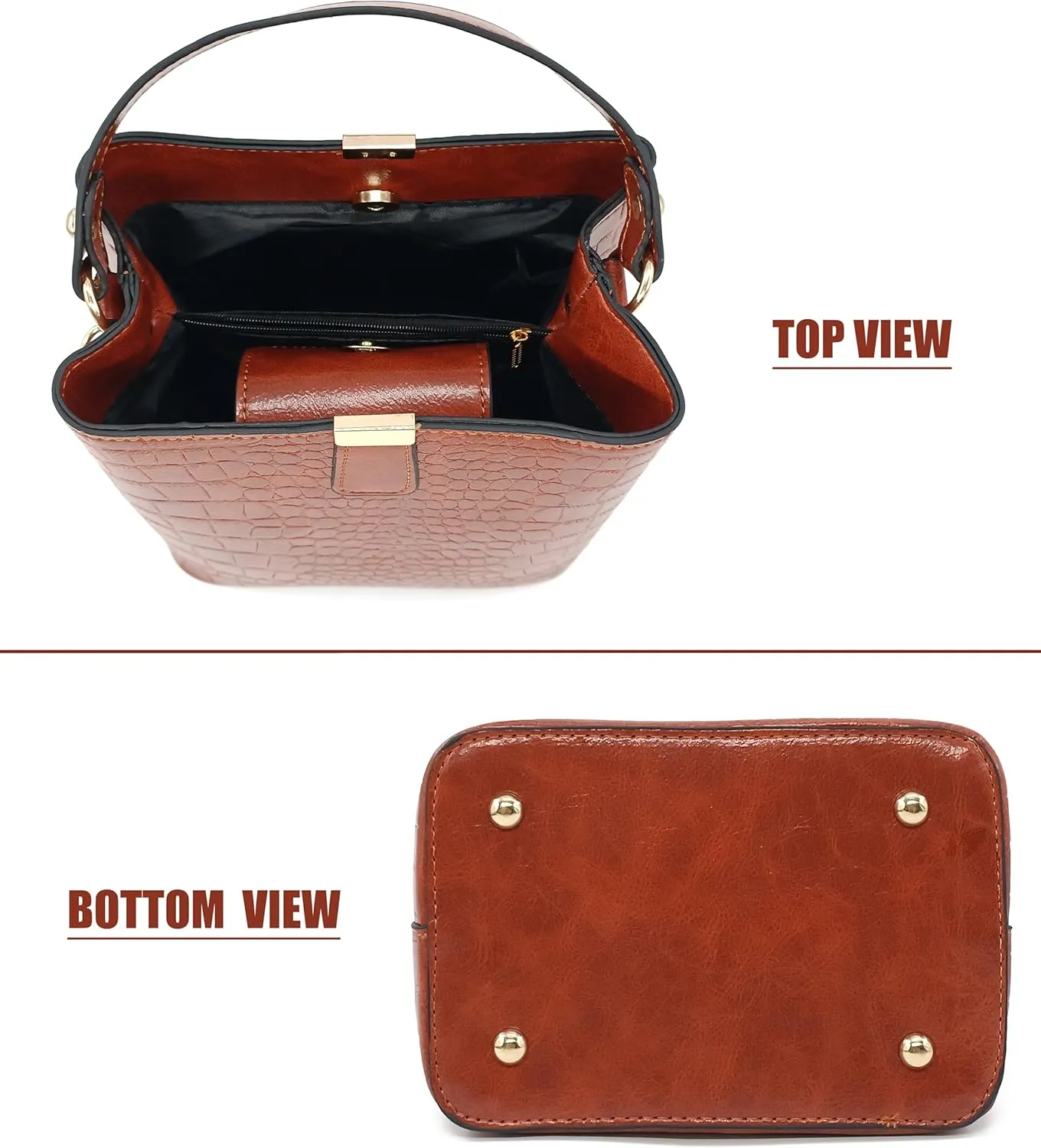 Small Square Crocodile Pattern Purses with Crossbody Strap Bucket Bags for Women with Top Handle