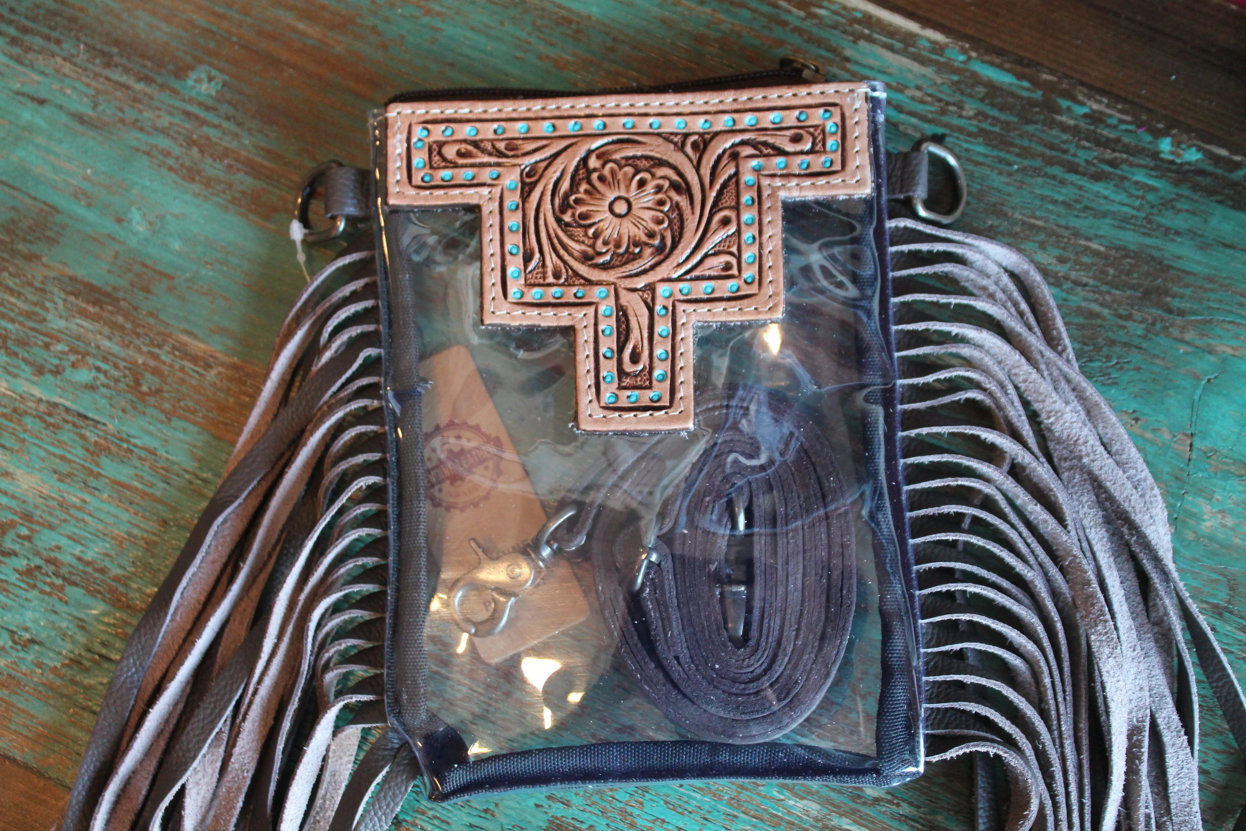 Small Tooled Leather Clear Crossbody’s