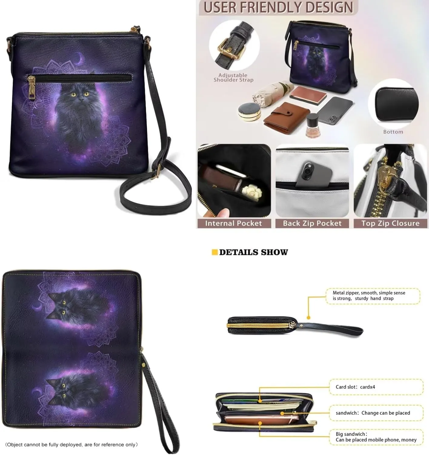 Small Wallet 2Pcs, Leather Shoulder Bags & Wallet with Hand Strap Set of 2 Lightweight for Travel & Shopping