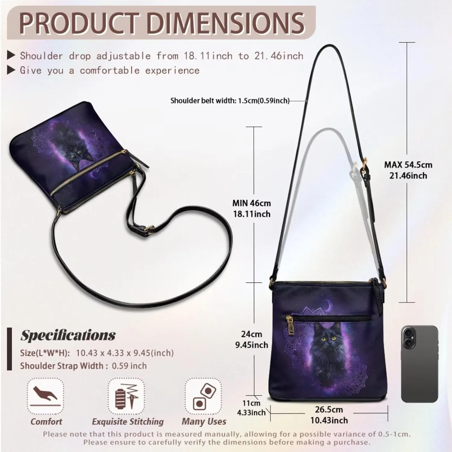 Small Wallet 2Pcs, Leather Shoulder Bags & Wallet with Hand Strap Set of 2 Lightweight for Travel & Shopping