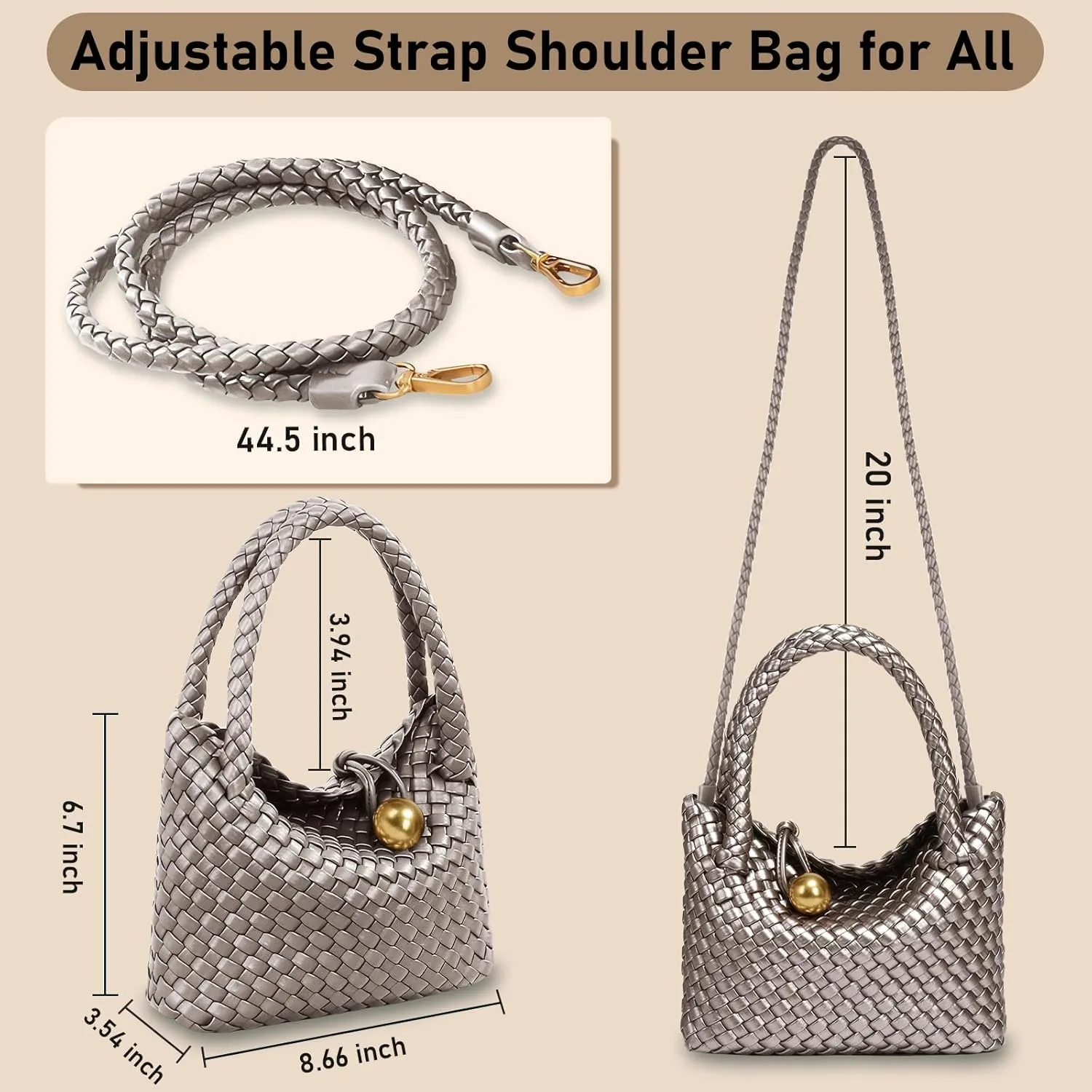 Small Woven Handbag Vegan Leather Top Luxurious Soft Shoulder Crossbody Bag Purse for Women