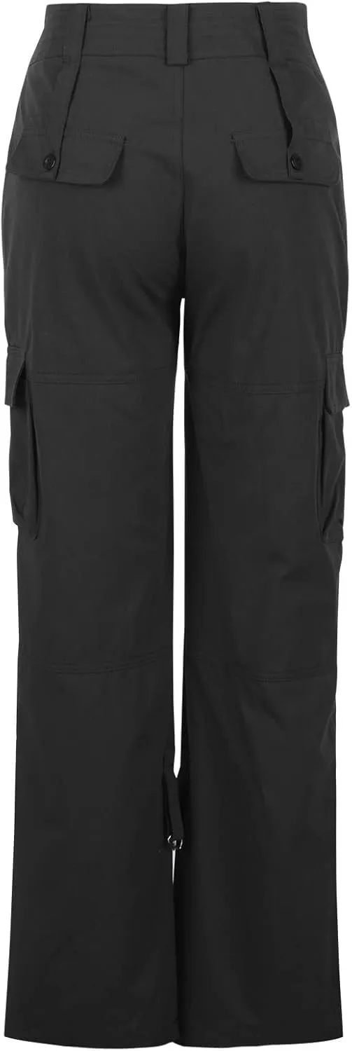 SMIDOW Baggy Parachute Pants for Women Low Rise Wide Leg Cargo Pant Military Army Combat Work Trousers with Pockets