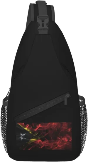 Smoke Style Flag Of East Timor Crossbody Bags For Women Men Chest Backpack Gym Shoulder Bag Travel Outdoor Sports Casual Crossbody Bags