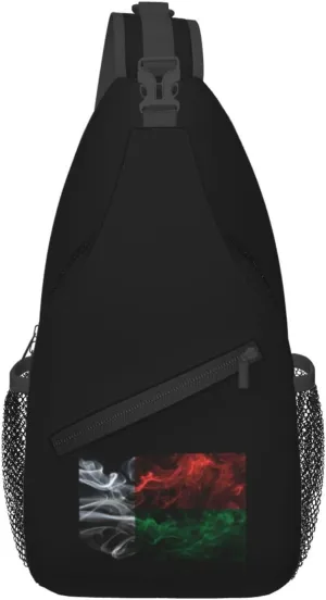 Smoke Style Flag Of Madagascar Crossbody Bags For Women Men Chest Backpack Gym Shoulder Bag Travel Outdoor Sports Casual Crossbody Bags