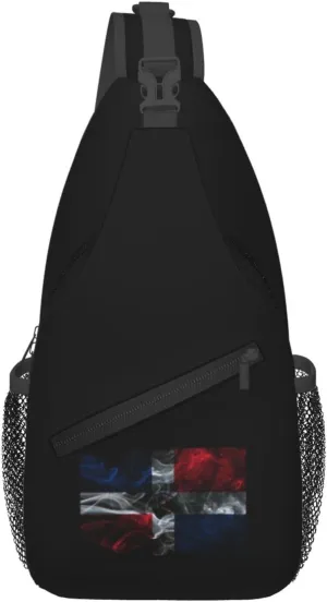 Smoke Style Flag Of The Dominican Republic Crossbody Bags For Women Men Chest Backpack Gym Shoulder Bag Travel Outdoor Sports Casual Crossbody Bags