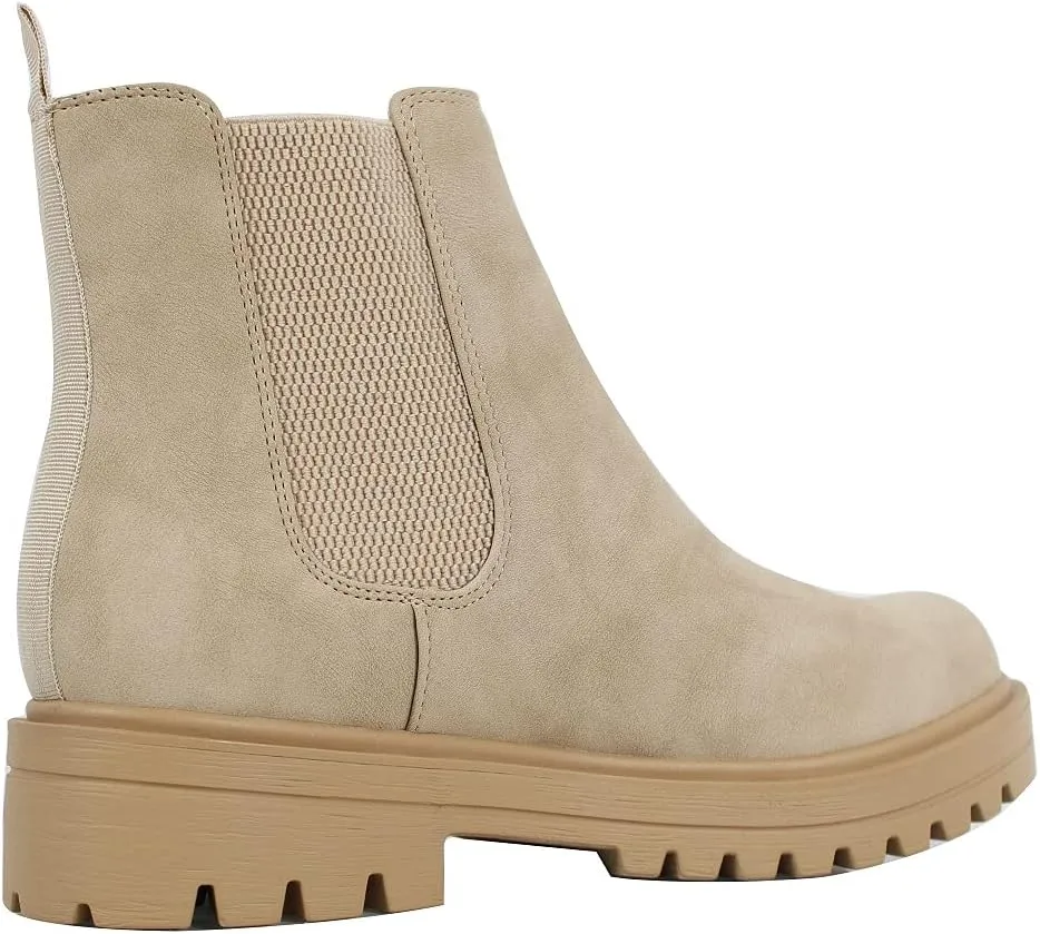Soda Women's Faux Leather Round Toe Chelsea High Top Platform Ankle Boot