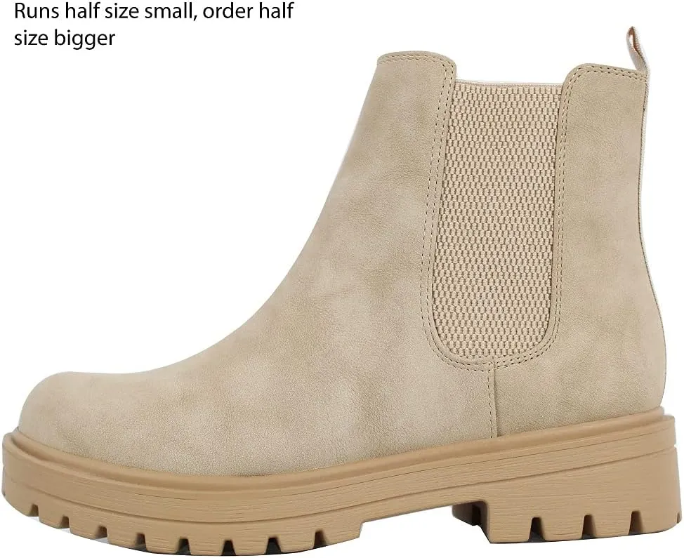 Soda Women's Faux Leather Round Toe Chelsea High Top Platform Ankle Boot