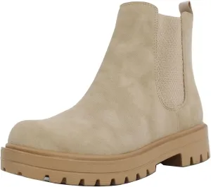 Soda Women's Faux Leather Round Toe Chelsea High Top Platform Ankle Boot