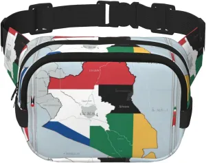 South Sudan flag map01 print Cute Large Black Fanny Packs for Women Cross Body Waist Bag Nylon Fashionable Fanny Pack