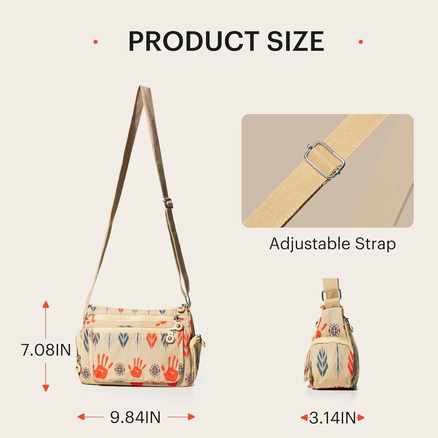 Southwest Crossbody Bag, Navajo Pattern, Roomy Multiple Pockets Bags, Shoulder Satchel Purse, with Adjustable Strap