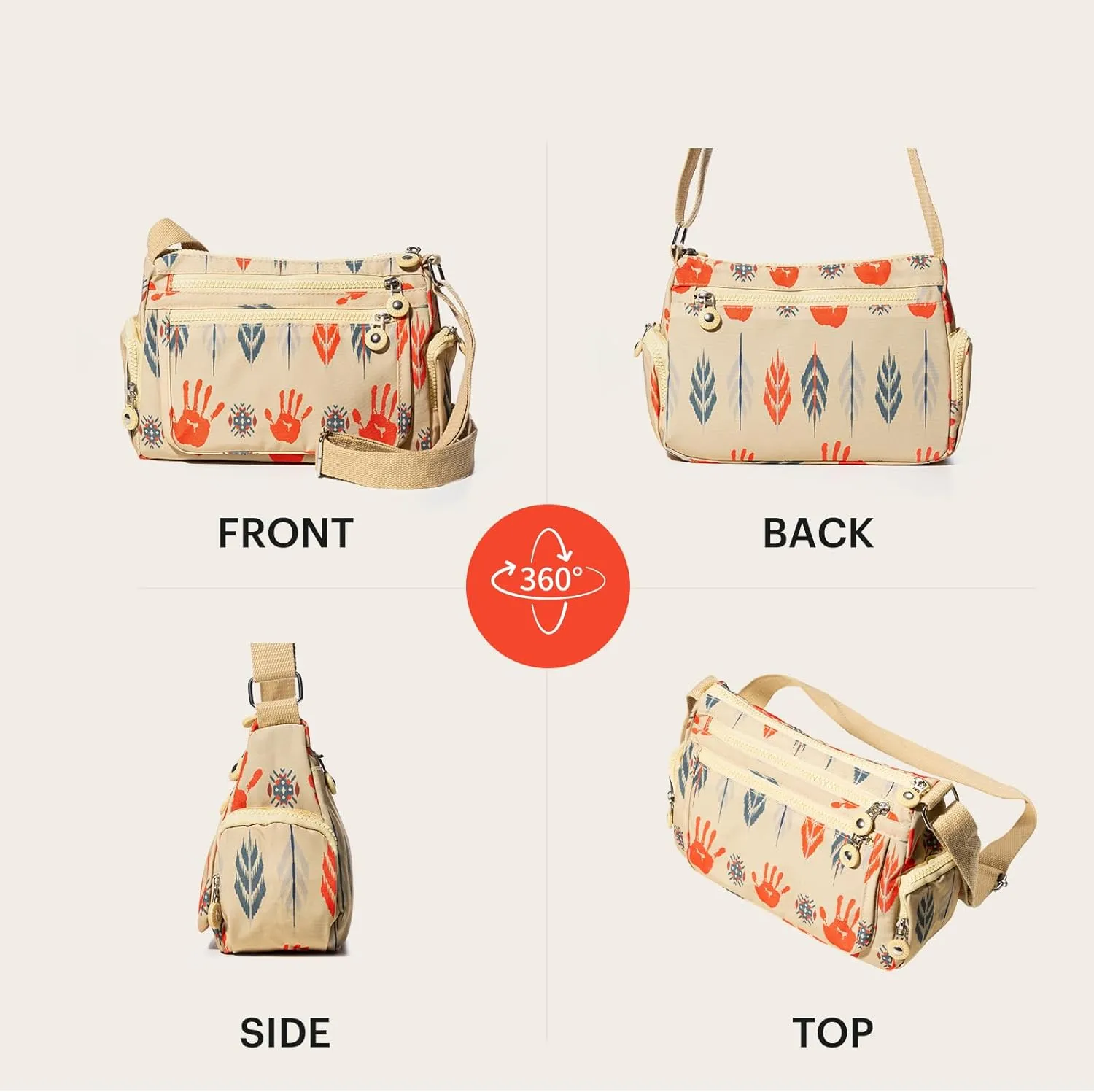 Southwest Crossbody Bag, Navajo Pattern, Roomy Multiple Pockets Bags, Shoulder Satchel Purse, with Adjustable Strap