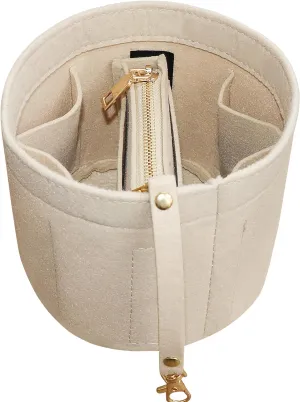 Soyizom Felt Purse Organizer Insert Fits Cannes Cylinder Bag - Tote Organizer for Women, Liner, Insert in Purse, Beige