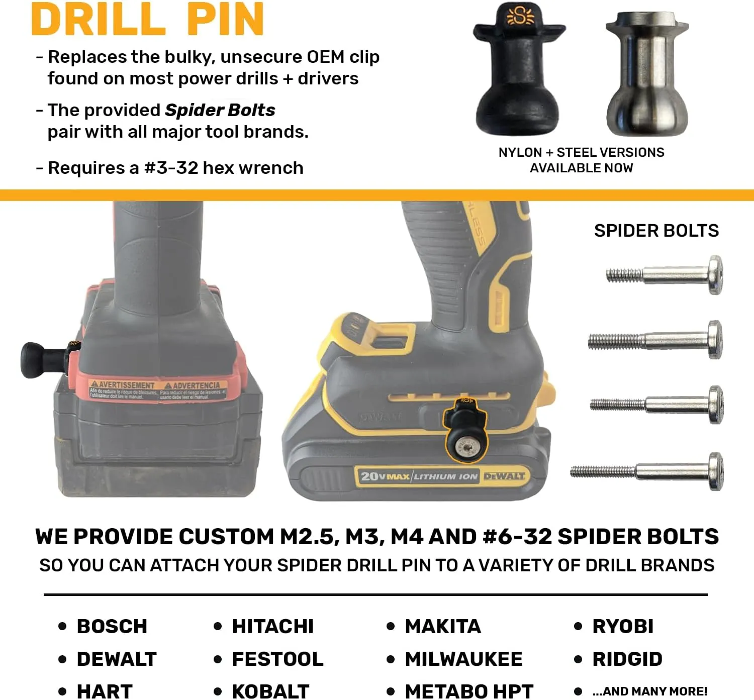 Spider Tool Holster - Improve The Way You Carry Your Power Drill, Driver, Multitool, Pneumatic, Multi-Tool and More on Your Belt - Compatible With All Major Tool Brands
