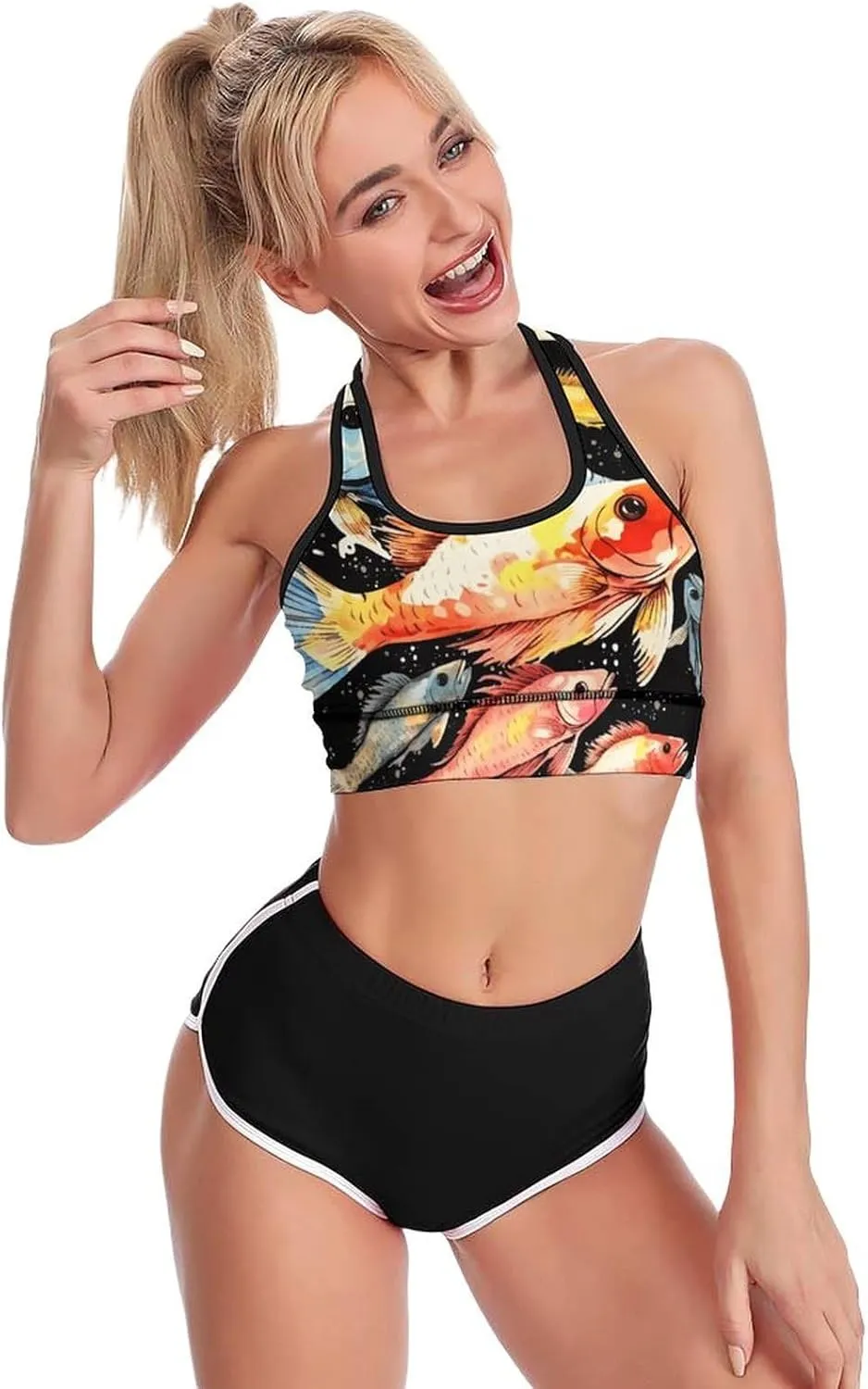 Sports Bra for Women Criss Cross Back Yoga Bra with Padded Fish Tank Top Workout Crop Top for Sport