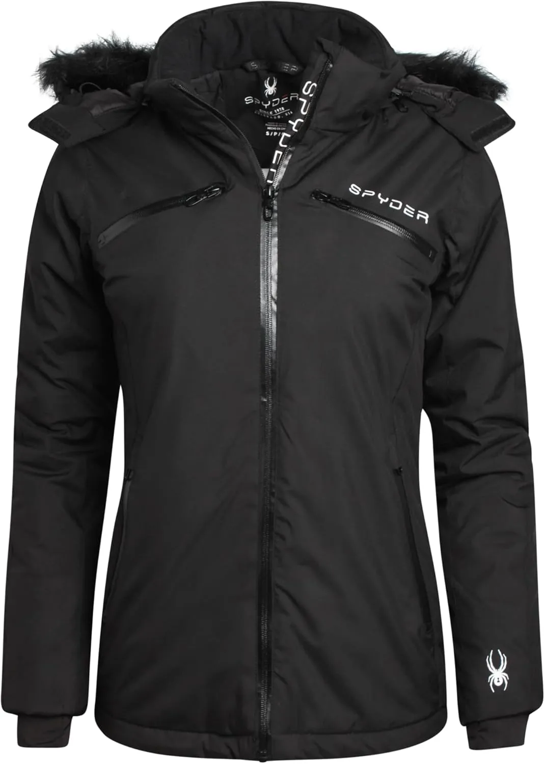 Spyder Women's Snow Jacket - Color Block Quilted Weatherproof Winter Ski Jacket for Women with Detachable Hood (Sizes: S-XL)
