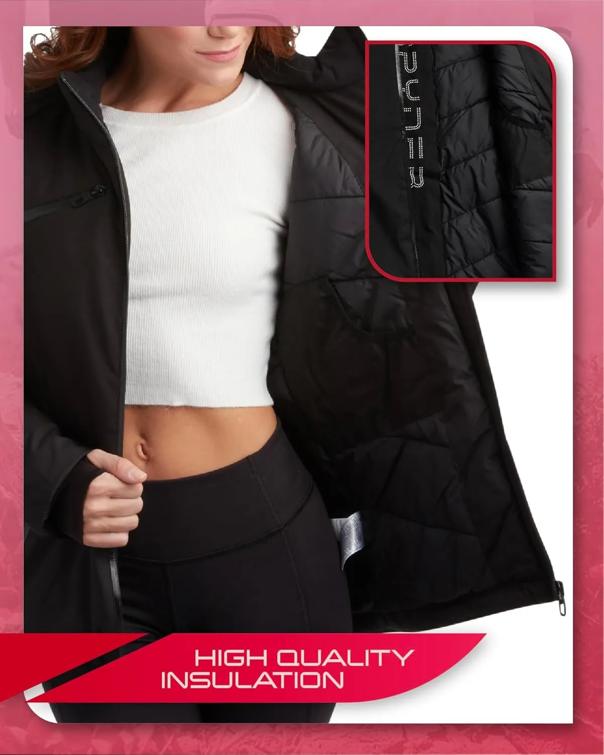 Spyder Women's Snow Jacket - Color Block Quilted Weatherproof Winter Ski Jacket for Women with Detachable Hood (Sizes: S-XL)