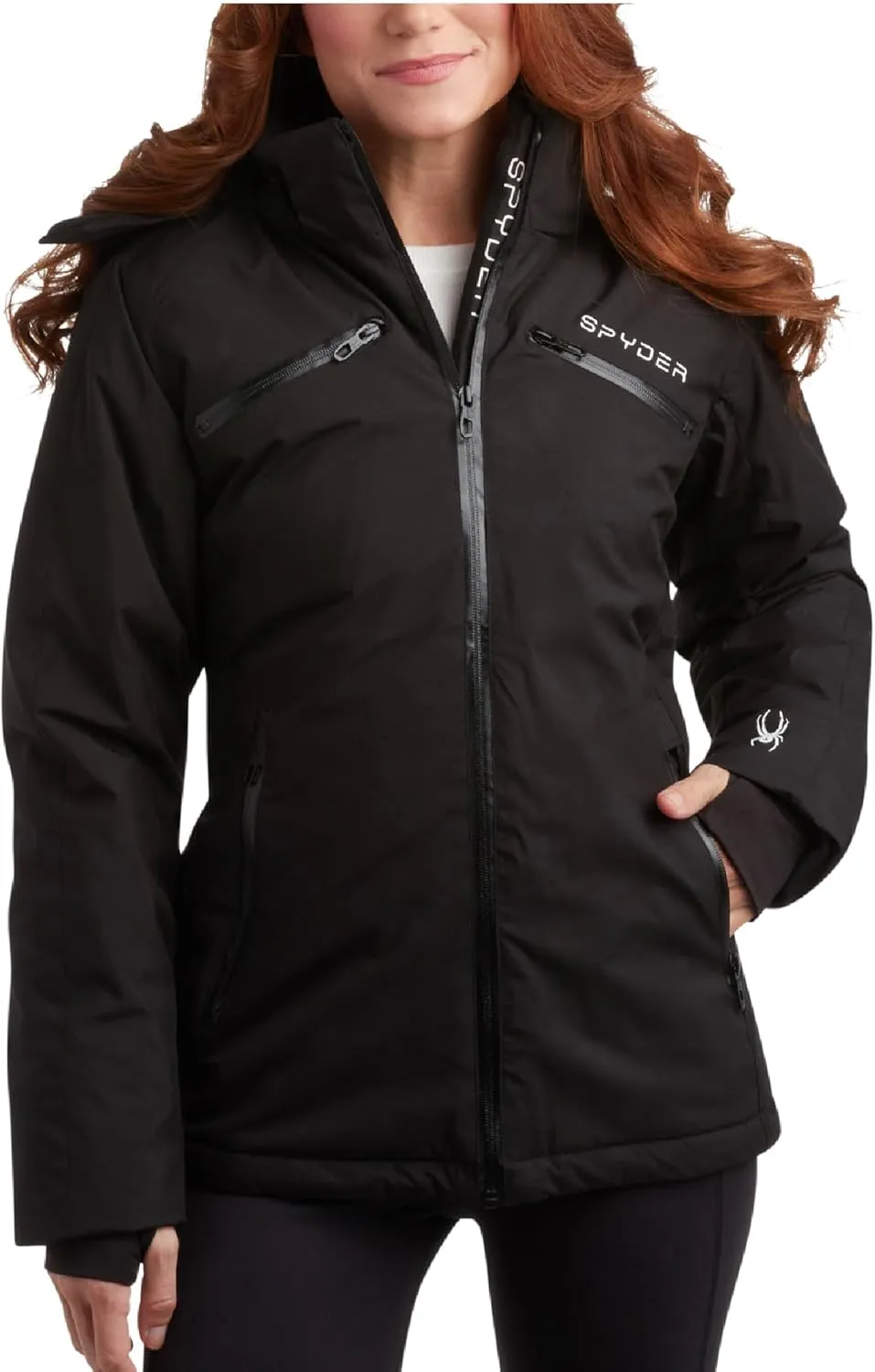 Spyder Women's Snow Jacket - Color Block Quilted Weatherproof Winter Ski Jacket for Women with Detachable Hood (Sizes: S-XL)