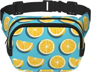 Square Double Layer Waist Bag - Crossbody Bag/Adjustable Strap Chest,for Travel Workout Running print Lemon wedges