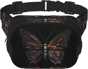 Square Double Layer Waist Bag - Crossbody Bag/Adjustable Strap Chest,for Travel Workout Running print Mystery Butterfly