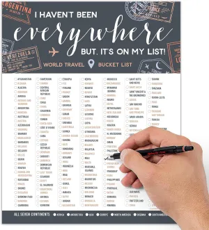 Stamp My Passport World Travel Bucket List - Checklist for All 7 Continents & 195 Countries - Adventure-Inspired Travel Decor & Gift Idea - Unframed Print (Gray, 8x10)