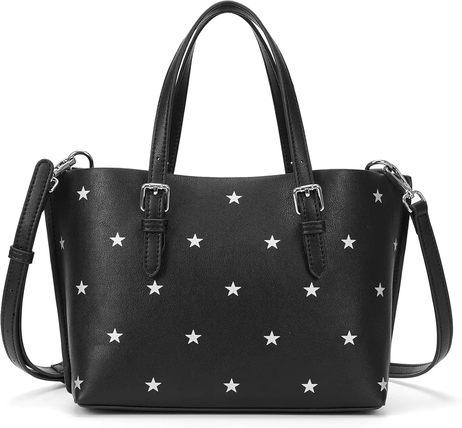 Star Print Tote Bag for Women Top-handle Crossbody Bags Soft PU Crossbody Tote Large Capacity Womens Satchel Handbag