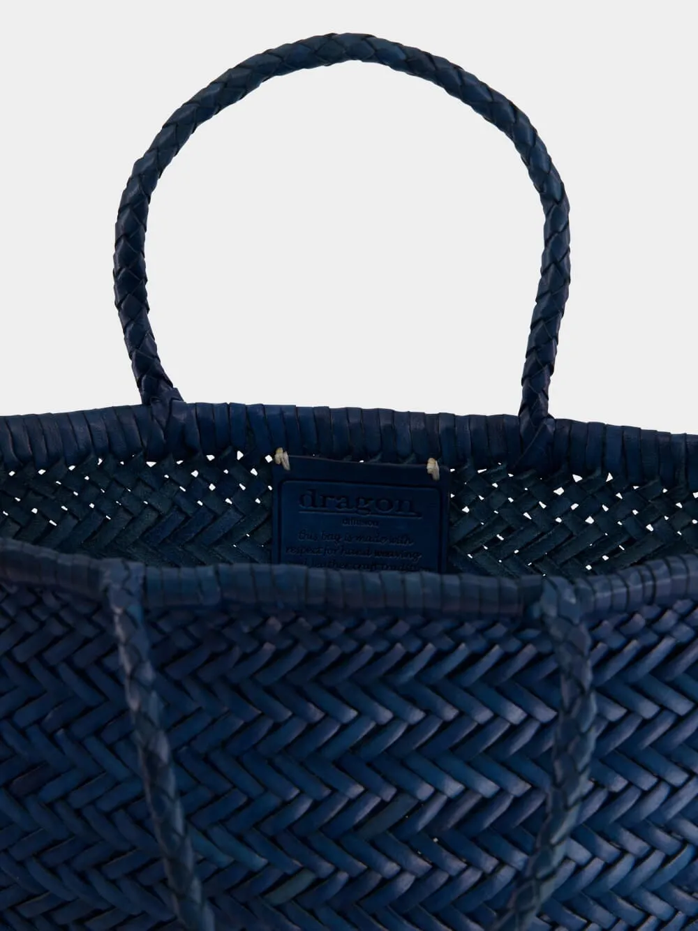 Steel Blue Mini Flat Gora Woven Leather Bag