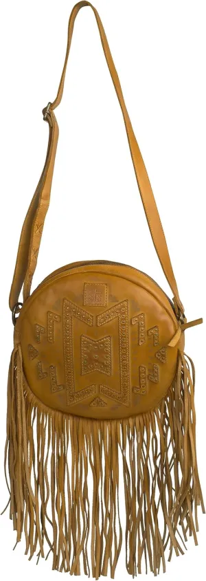 STS Ranchwear Womens Wayfarer Sage Fringe Veg-Tan Leather Crossbody Bag