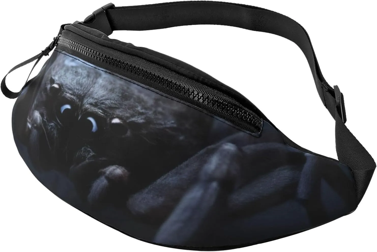 Stylish 3d Black Spider Bumbags Waist Fanny Pack For Women Ladies Men Lightweight Bum Bag With Zip Pockets Adjustable Belt For Dog Walking Running Cycling Hiking Outdoor Sport