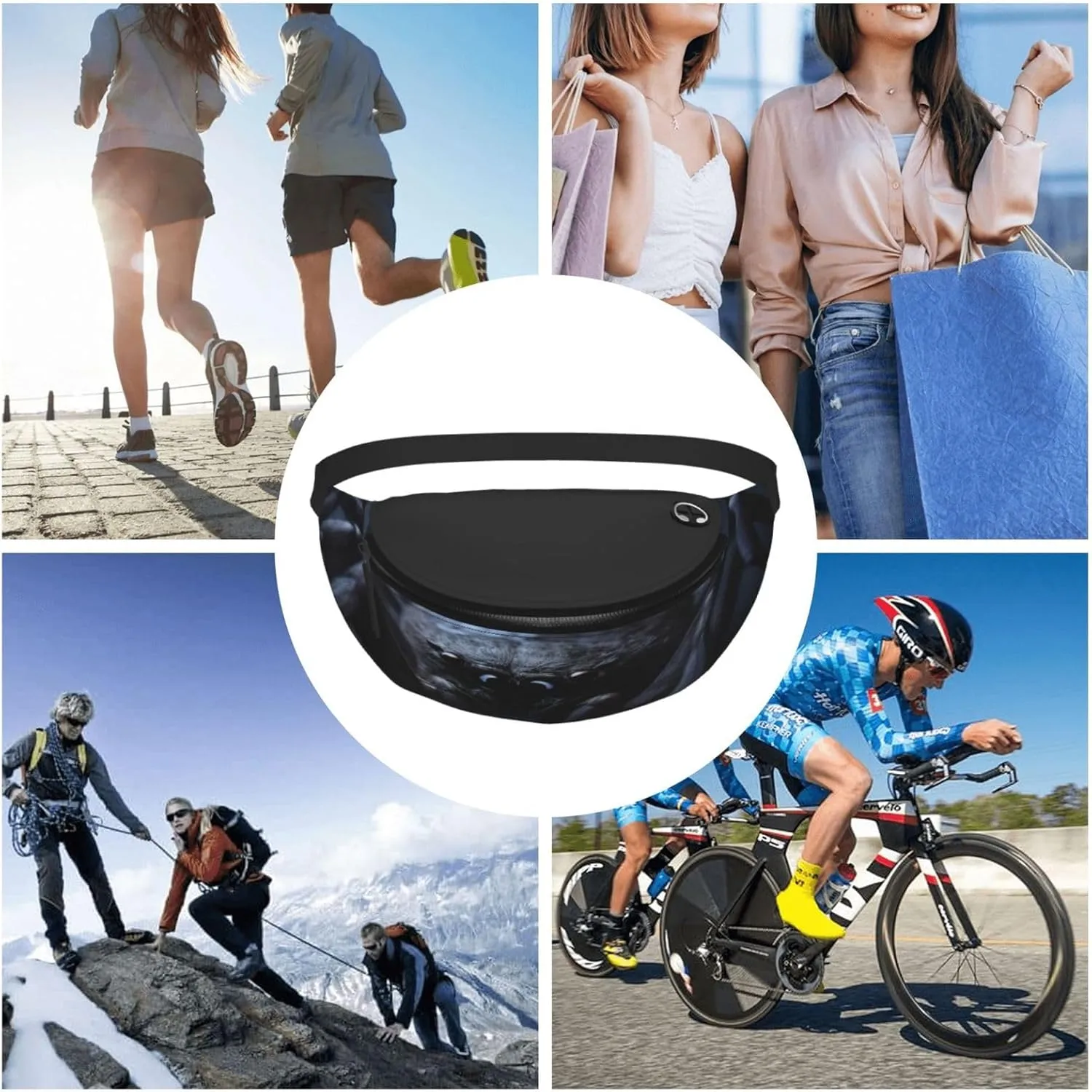 Stylish 3d Black Spider Bumbags Waist Fanny Pack For Women Ladies Men Lightweight Bum Bag With Zip Pockets Adjustable Belt For Dog Walking Running Cycling Hiking Outdoor Sport