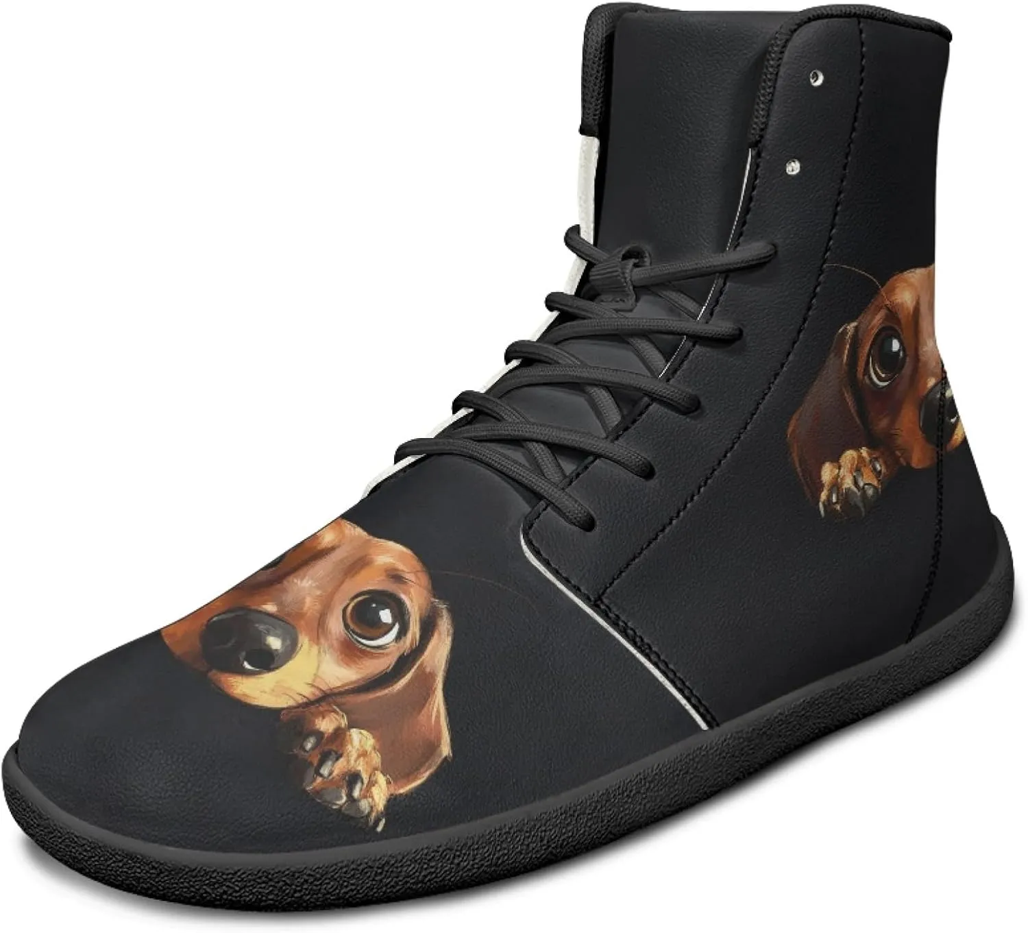 Stylish Print PU Leather High Top Barefoot Sneakers Shoes for Men Women