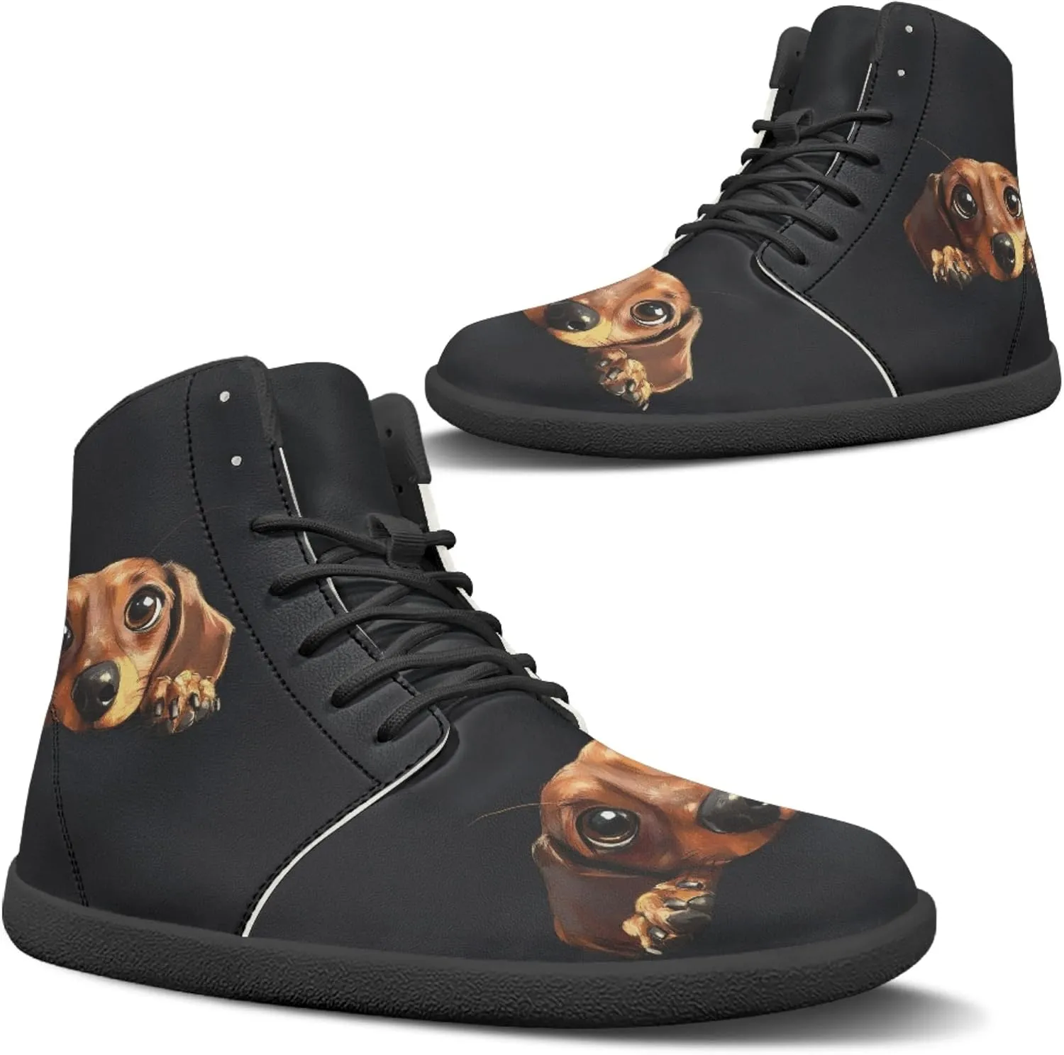 Stylish Print PU Leather High Top Barefoot Sneakers Shoes for Men Women