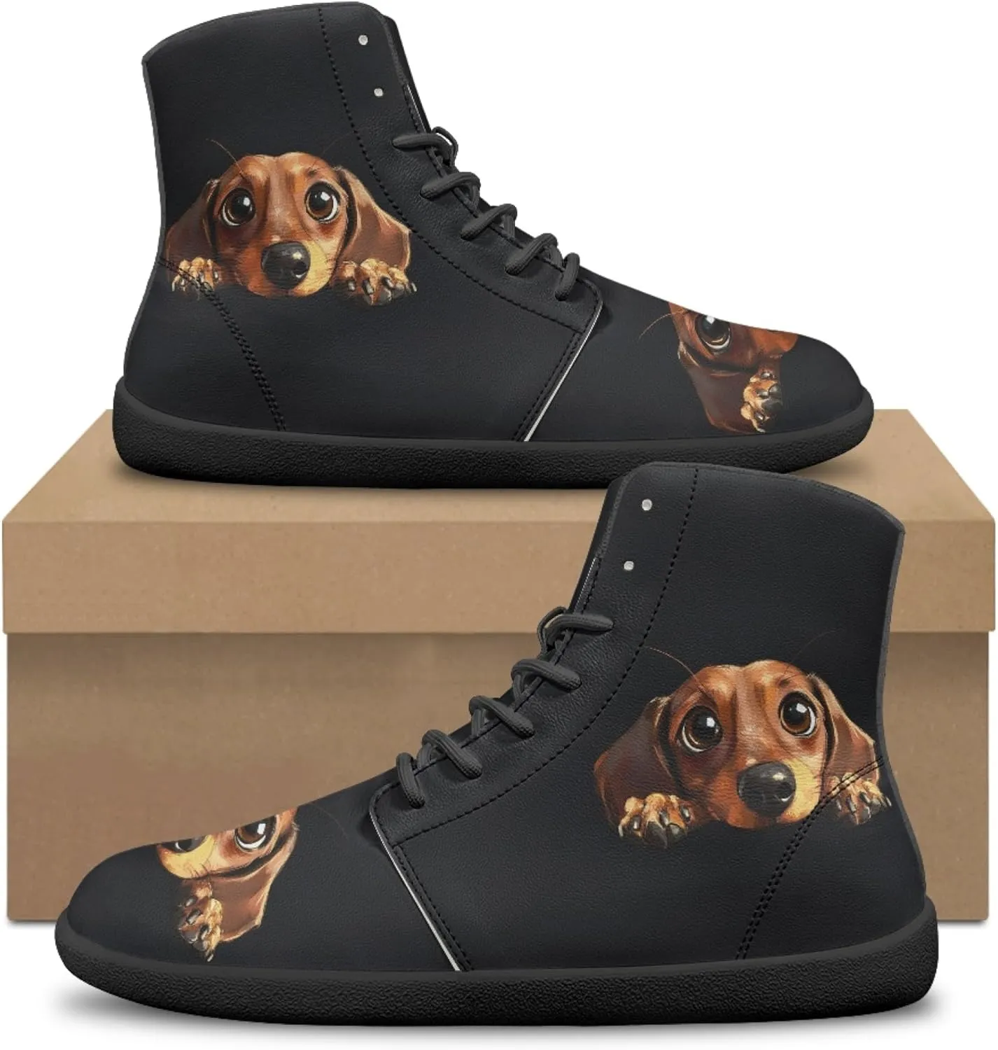 Stylish Print PU Leather High Top Barefoot Sneakers Shoes for Men Women