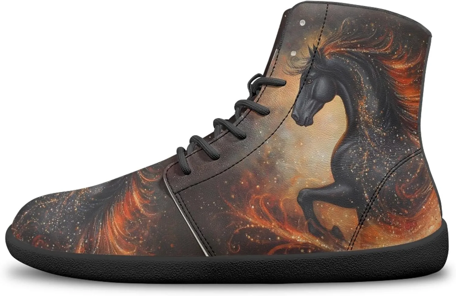 Stylish Print PU Leather High Top Barefoot Sneakers Shoes for Men Women