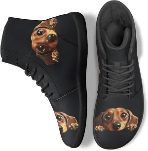 Stylish Print PU Leather High Top Barefoot Sneakers Shoes for Men Women
