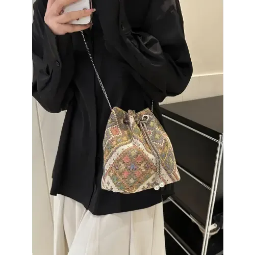 Stylish Printed Chain Bucket Bag