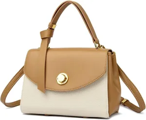 Stylish White Leather Top Handle Flap Purse for Women - Versatile Satchel Handbag, Shoulder & Crossbody Bag