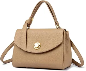 Stylish White Leather Top Handle Flap Purse for Women - Versatile Satchel Handbag, Shoulder & Crossbody Bag