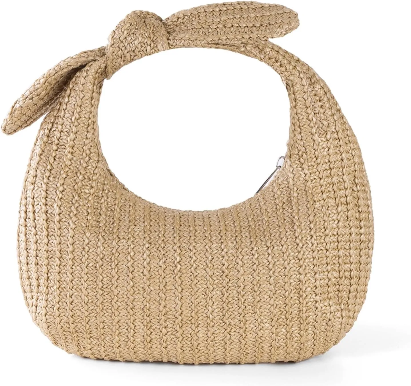 Summer Clutch Purses Women 2025 Knot Bow Top Handle Straw Crescent Handbag Vacation Beach Wallets Casual Pouch