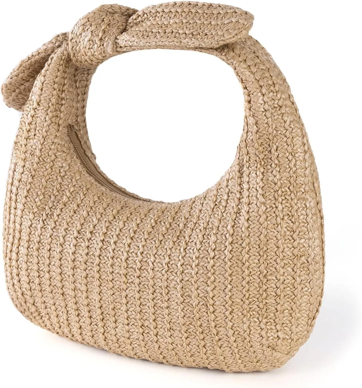 Summer Clutch Purses Women 2025 Knot Bow Top Handle Straw Crescent Handbag Vacation Beach Wallets Casual Pouch