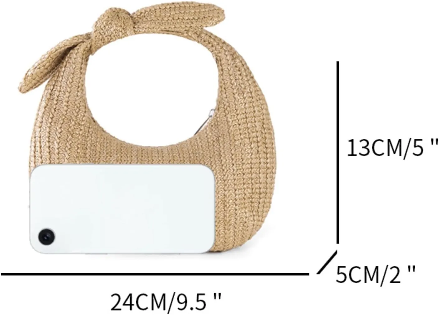 Summer Clutch Purses Women 2025 Knot Bow Top Handle Straw Crescent Handbag Vacation Beach Wallets Casual Pouch