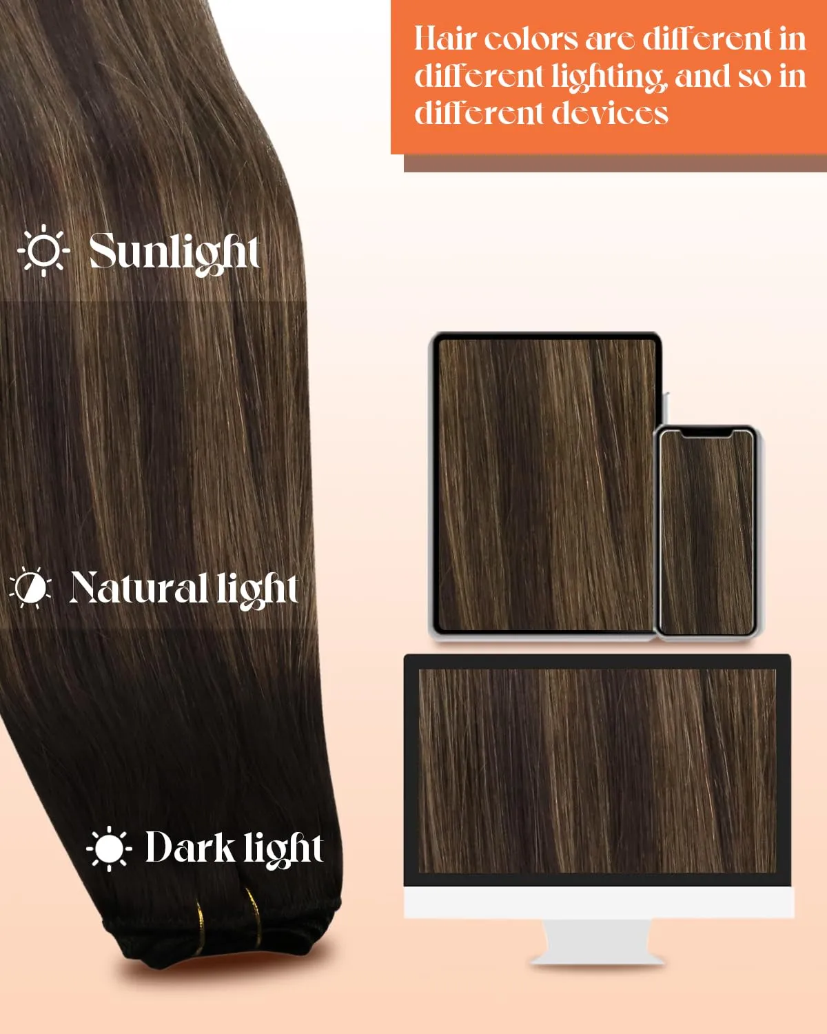 Sunny Hair Human Hair Weft Extensions Brown Sew in Hair Extensions Real Human Hair Ombre Dark Brown Roots Medium Balayage Weft Hair Extensions Remy Hair for Short Hair 70g 12 Inch