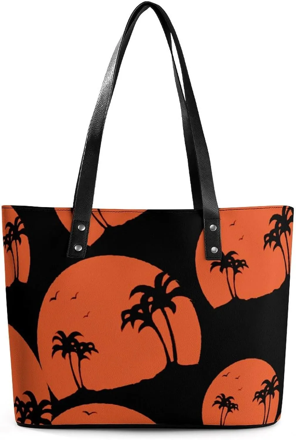 Sunset Print Women's Tote Shoulder Bag Handbag Top Handle Leather 29 * 34 * 14cm