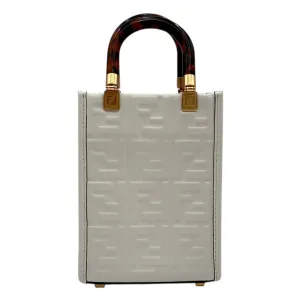 Sunshine Top Handle Bag Mini White in Calfskin, Gold hardware