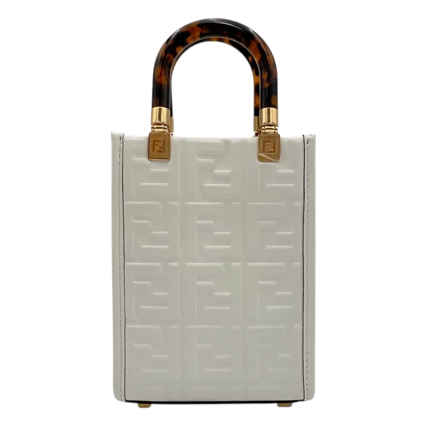 Sunshine Top Handle Bag Mini White in Calfskin, Gold hardware