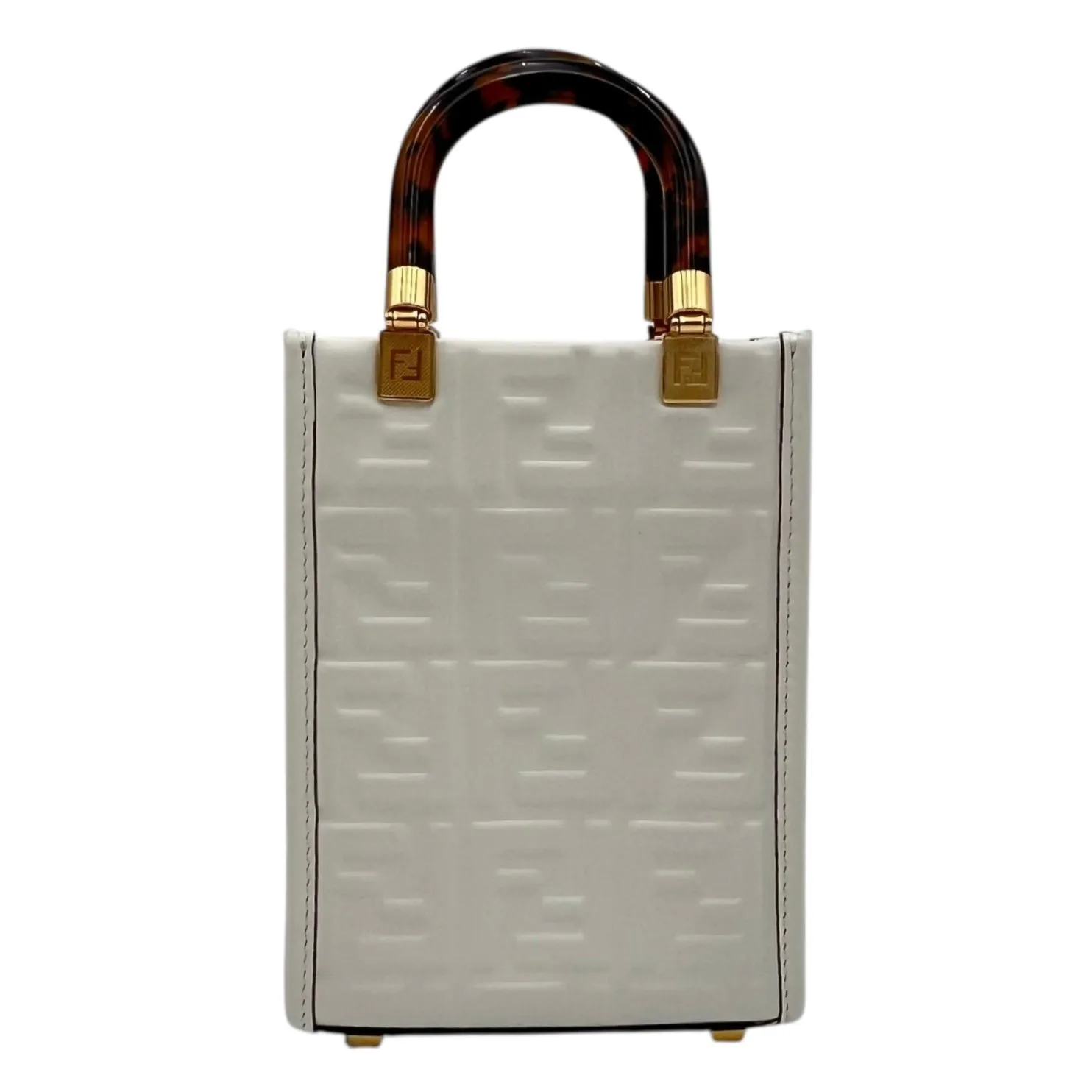 Sunshine Top Handle Bag Mini White in Calfskin, Gold hardware