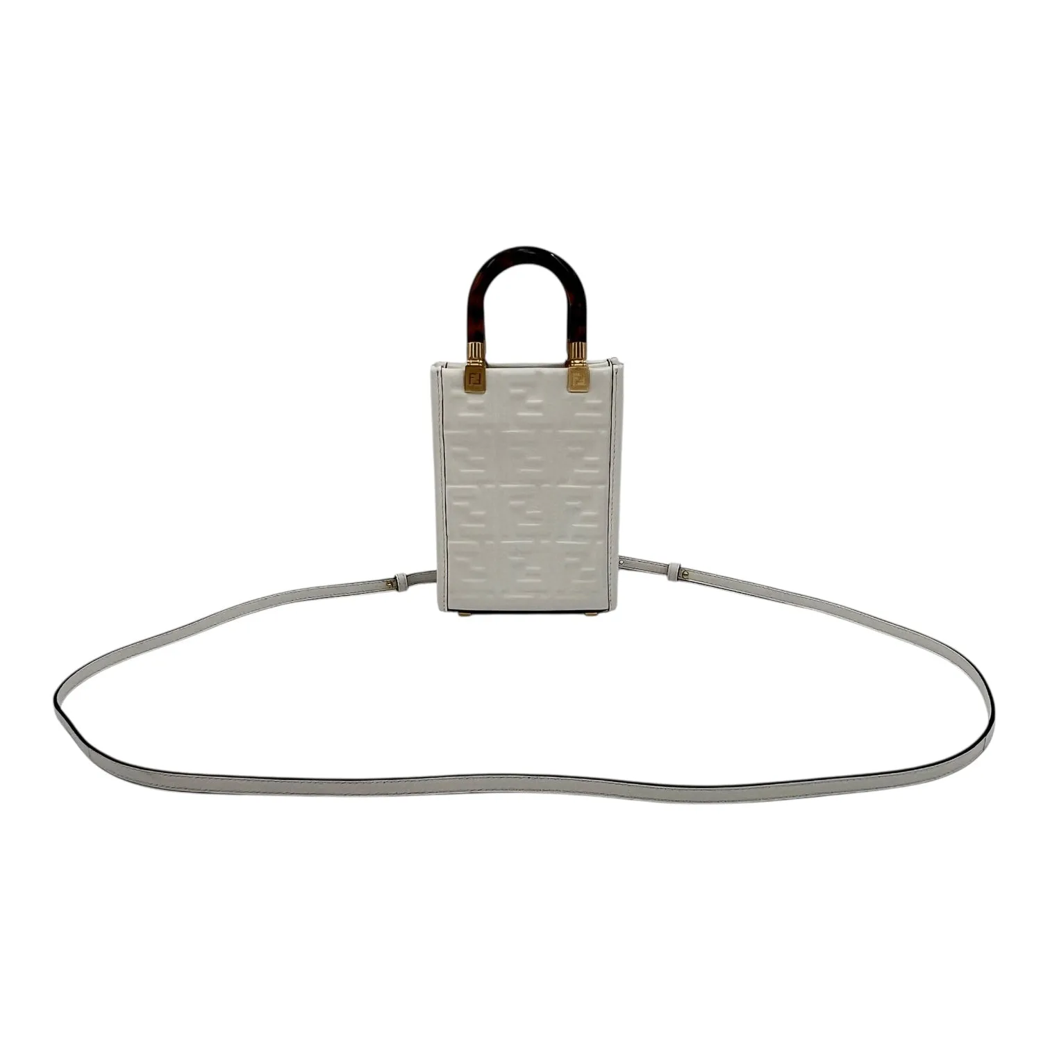 Sunshine Top Handle Bag Mini White in Calfskin, Gold hardware
