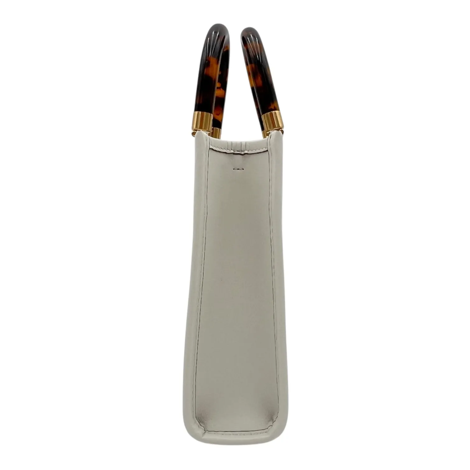 Sunshine Top Handle Bag Mini White in Calfskin, Gold hardware