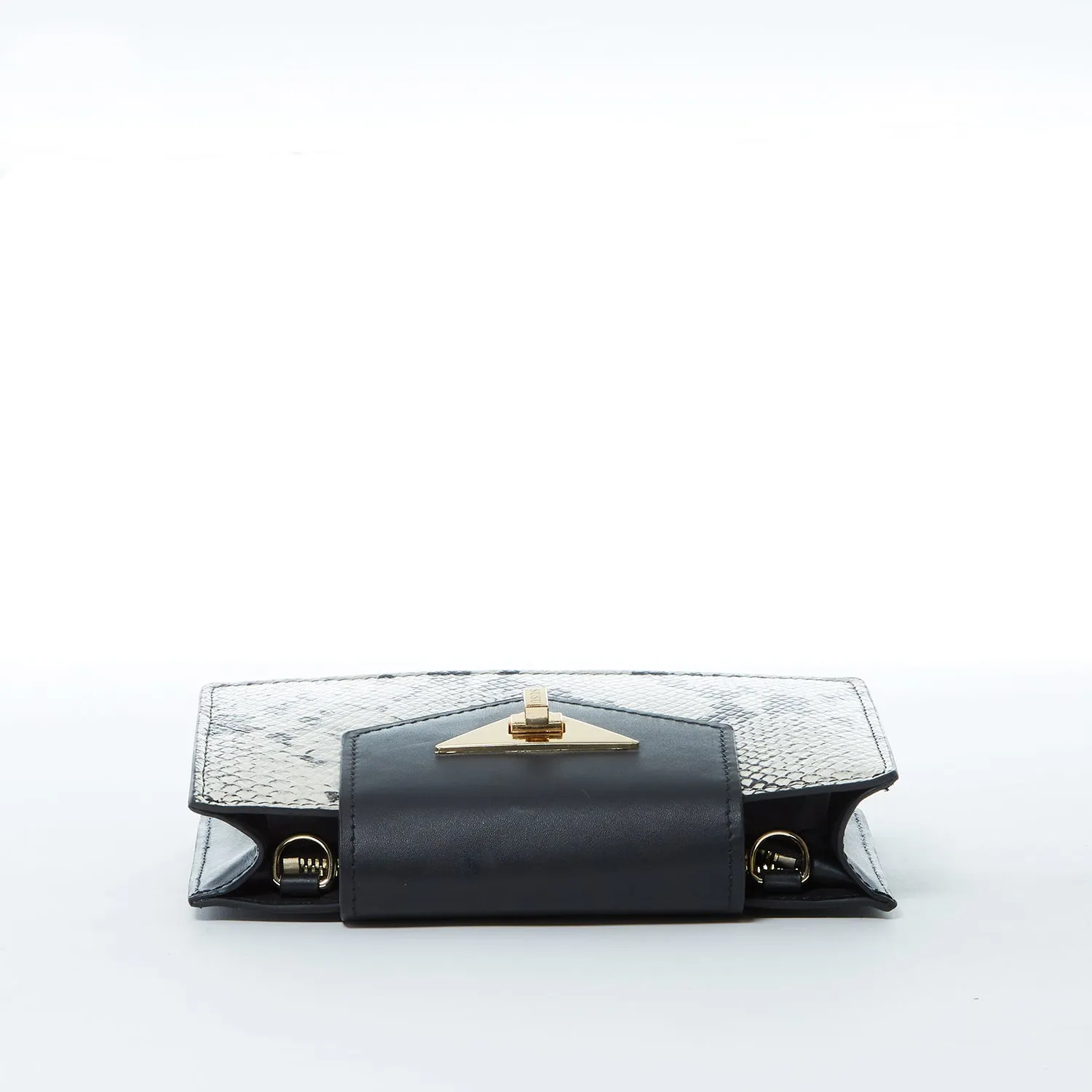 SUSU Mini Crossbody Bag Small Leather Snakeskin Black Purse Wristlet Women's Handbag