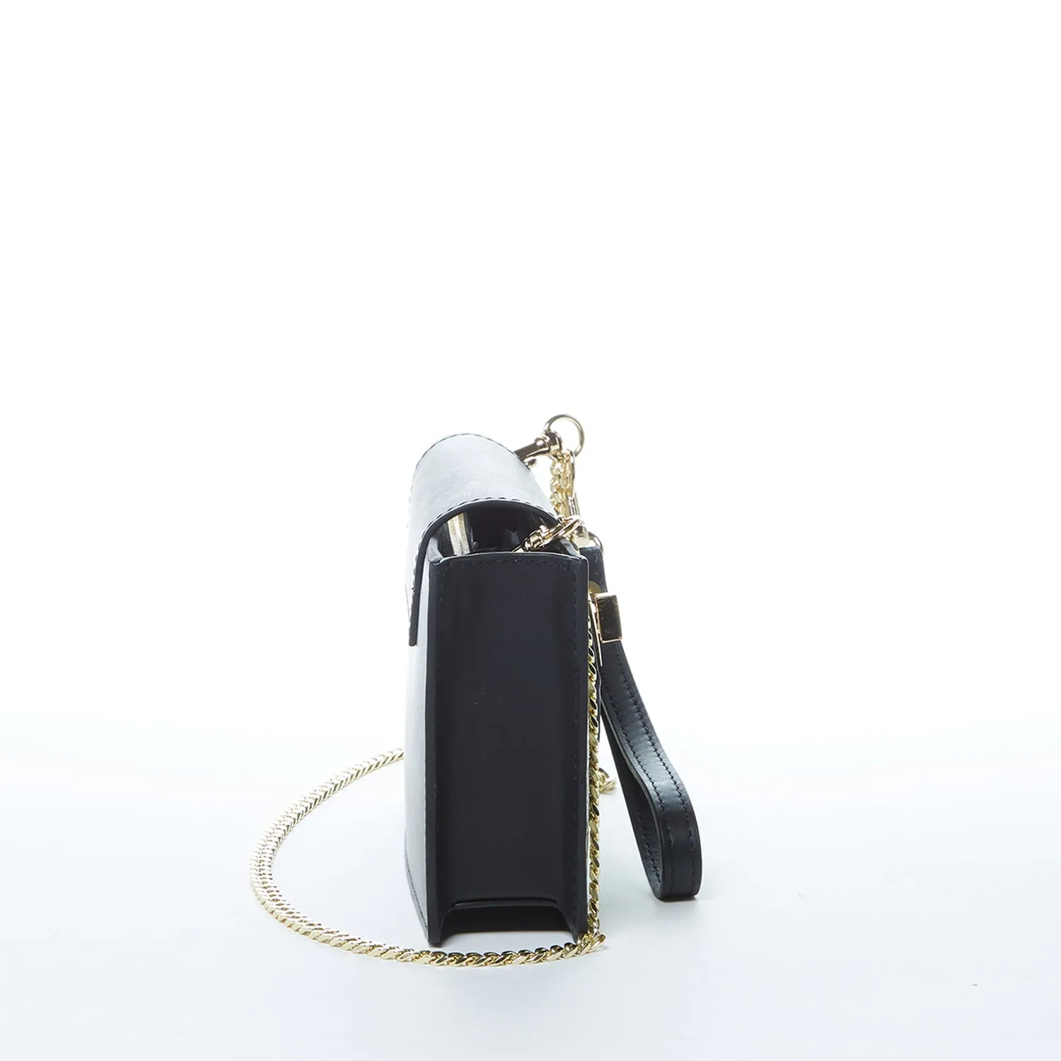 SUSU Mini Crossbody Bag Small Leather Snakeskin Black Purse Wristlet Women's Handbag